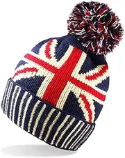 [divers] UNISEX UNION JACK FLAG BOBBLE BEANIE HAT, Union Jack, One size