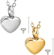 [CREATCABIN] 2 Packs Small Heart Cremation Jewelry for Ashes Heart Urn Necklaces for Ashes Holder Stainless Steel Memorial Urn Jewelry Waterproof Keepsake Pendant for Friends Pet 1.2x1.7cm