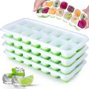 Ice Cube Tray Silicone Mold with Cover Square 14-Cube Easy Release Ice Cube Mold
