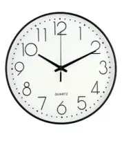 Quartz Basic Indoor 8" Black Analog Round Modern Wall Clock