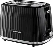 [Russell Hobbs] Eden 2 Slice Toaster, RHT2737BLK, Textured Design, High Lift, 6 Browning Settings, High Lift Feature, Crumb Tray, Black