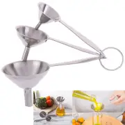 3pcs Stainless Steel Funnel Essentail Oil Water Spices Wine Flask Filter Funnel