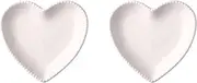 2pcs Heart Shaped Ceramic Plates Platters: Dessert Salad Candy Bowl Sushi Sauce Dish Containers Fruits Serving Plate Salad Tray Breakfast Plate White