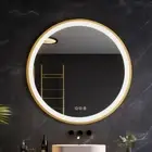 LUVODI Round Gold Frame Bathroom Mirror Anti-fog 3 Colors Vanity Mirror Dimmable