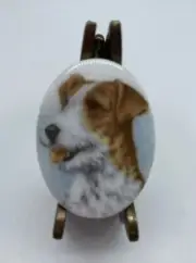 Vintage Glass Jack Russell or Fox Terrier Cameo Cabochon 40x30mm (1)