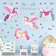 DECOWALL DS9-8072 Unicorns and Rainbow Wall Stickers Decals Kids Peel and Stick Removable Nursery décor Girls Boys Bedroom Room Rainbow Art Stars Birthday Baby Home Party Decorations Living playroom