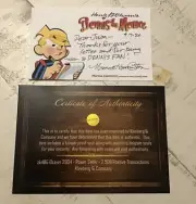 Autograph Note MARCUS HAMILTON DENNIS THE MENACE COA CARTOONIST