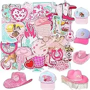 Western Iron On Patches for Cowgirl Hats: Meneng 45Pcs Pink Trucker Hat Patches DIY Accessories - Preppy Sew On Embroidered Patches for Jackets Backpacks Clothing
