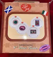 I Love Lucy Lucille Ball European Vacation 8" Dinner Plate Set of 4 In Box NEW!