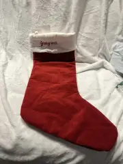 NWT Pottery Barn Classic Large Red Velvet Christmas Stocking Mono Grayson