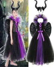 Black Purple Tutu Dress Maleficent Girls Costume