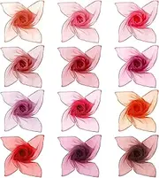 [Boao] 12 Pcs Chiffon Scarf 50s Neck Head Scarf Sheer Square Scarf Retro Polyester Scarves for Women Girls