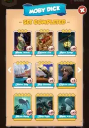 Moby Dick Set, 5 white cards, Virtual Cards,Coin Master Game