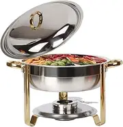 lehom Chafing Dish Buffet Set, Round Buffet Food Warmer with Lid Stainless Steel and Oven Safe Warming Tray Dish,Catering Food Warmer for Parties, Wedding, Birthday, Christmas, Chafing Server Dish