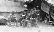 Men having a cup of tea at 'Myall' farm Carwarp Victoria 1915 OLD PHOTO