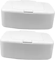 SOLUSTRE 2Pcs Adorable Wipes Dispenser Travel Home Wipes Case Compact Wet Tissue Holder for Nursery One Handed Access Non Slip Base Design