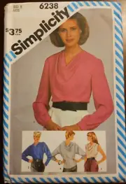 Simplicity 1983 OOP Pullover Bias Blouse Blouses Size 8 Uncut SEWING Pattern