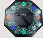 15" Marble corner side Table Top Semi Precious multi Stones Inlay decor