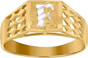 [JewelryWeb] Two tone Gold Teen-Teen Letter Name Personalized Monogram Initial F Band Ring 6.6x3.50mm Wide Size K 1/2