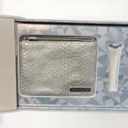 Rodan And Fields Silver Faux Leather Clutch Wristlet Purse 7 X 5 1/2”