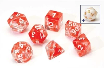 Sirius Dice Polyhedral Set - Translucent Cloud Red Acrylic + 1 Bonus D20 NEW NIP