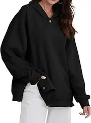 [FAIABLE] Mens Hoodies Sweaters Oversized Hoodie Pullover Long Sleeve Cotton Hoodies Casual Button Knit Sweater Couples