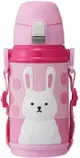 日本【DOSHISHA】2WAY水壺 保溫壺 保冷壺 兒童用 600ml 粉色兔兔