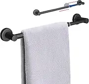 HOMOTEK Towel Bar Adjustable Bathroom Towel Holder, Towel Rod Size from 14 Inch to 24.5 Inch Single Towel Racks, Wall Mount Towel Rail, Hanger Towel Hook for Bathroom, Kitchen(1 Pack, Matte Black)