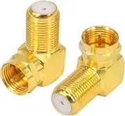 Boobrie 2-Pack Coax Cable 90 Degree Adapter RG6 F Type Male to Female Right Angle Coax Connector RG6 Coaxial Cable Right Angle Connector for Wall Mounted TV, Wall Plate, Gold Plated
