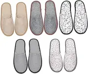 Gogogmee 5 Pairs Hospitality Shoes Non-slip House Slippers for Men Women Portable Home Shoes Arch Support for Hotel
