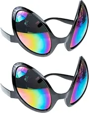 [Healvian] 2Pcs Alien Sunglasses Funny Decorative Glasses for Parties Festivals and Events Unique Cosplay Props for Halloween and Photo Booths Stylish Tinted Design