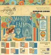 Graphic 45 World's Fair 8 by 8-inch Paper pad Rare & Retired