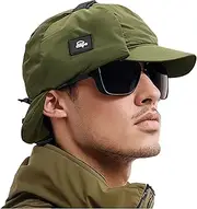 [Croogo] Winter Baseball Cap with Earflaps Flat Brim Trapper Hat Russian Hats Waterproof Snow Eskimo Ski Hat for Cold Weather