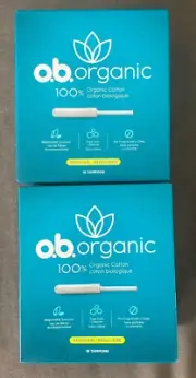 2x o.b. Organic Tampons with New Plant-Based Applicator REGULAR Pack Of 2