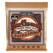Ernie Ball Earthwood Extra Light PhosphorBronze Acoustic Guitar Strings 3-Pack 10-50
