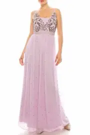 Decode 1.8 Beaded Sequin Chiffon Gown Size 14 16 Lilac Purple NWT $359