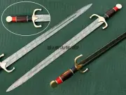 Custom Handmade 39" Long Medieval Knight Templar Damascus Blade Sword with Cover