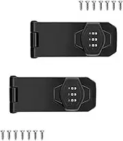 2 Pack Keyless Cabinet Combination Lock, Mechanical Password Rotary Hasp Locks, 3-Digit Password Rotary Hasp Lock for Small Doors, Cabinets, Barn Doors, Bathrooms, Outdoor Fences (4 Inch, Black)