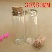 10pcs 40ml 30*80mm Sample Vial Clear Glass Bottles with Corks Jars