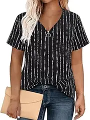 [Ritera] Plus Size Tops for Womens Polo Shirt Zipper Tshirt Office Business V Neck Tunic Work Blouses Dressy Collared Clothes