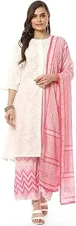 [BIBA] Women and Cotton Straight Kurta Palazzo Suit Set