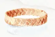 Rose Gold Basketweave Ring Wedding Band 6.5mm Unisex Size 4 to 14