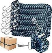 COMNESTBI 6 Pcs Adjustable Heavy Duty Bungee Cords with Hooks Elastic Straps Long Metal Buckle for Securing Luggage for Travel and Outdoor Activities Super Elasticity and