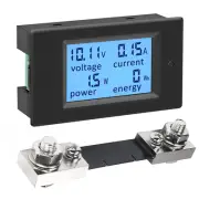 Digital Ammeter Voltmeter Volt Amp Watt Kwh Meter Panel DC 6.5V~100V with 100A S