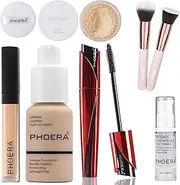 PHOERA Foundation,PHOERA 9D Mascara,PHOERA Makeup Foundation Full Coverage,PHOERA Primer, PHOERA Powder, PHOERA Concealer, Kabuki Brushes Foundation (102 Nude)