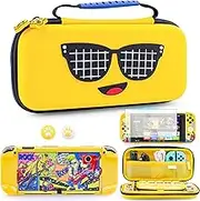 RHOTALL 7 in 1 Yellow Banana Carrying Case Set for Nintendo Switch OLED,Portable Traveler Accessories Bundle Cover Storage Bag,Hard Shell Dockable Case,Screen Protector,2 Thumb Caps-for Fortnite