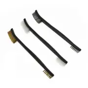 3 Pcs Mini Wire Brush Set Steel Brass Nylon Cleaning Polishing Detail Metal Rust