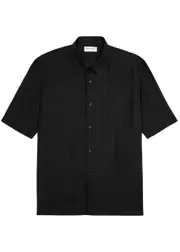 Saint Laurent Cassandre Logo-jacquard Silk Shirt - Black - 40 (C15.75 / M) 40 (C15.75 / M)