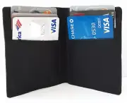 Black Genuine Leather Men's Bifold Wallet 6 Credit Cards Front Pocket Holder