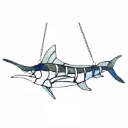 16" Stained Glass Sword Fish Marlin Window Hanging Panel Suncatcher